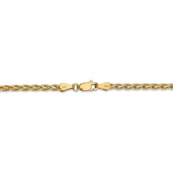 3mm, 14k Yellow Gold, Solid Parisian Wheat Chain Necklace, 22 Inch - Picture 3 of 7